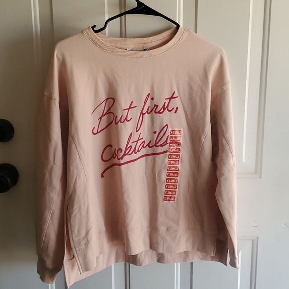 NWT Wildfox But First Cocktails Crewneck Sweatshirt Light Pink Size - Picture 8 of 9